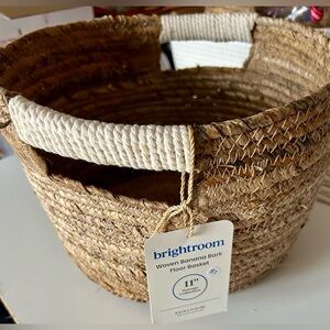Woven Banana Bark Floor Basket 11-in NWT